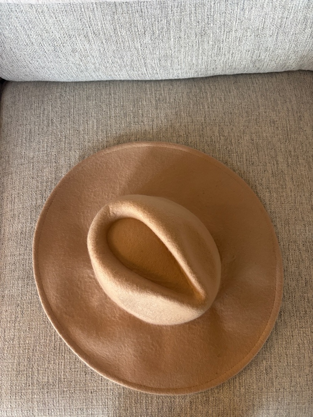 Tan Wool Felt Wide-Brim Hat - Unbranded